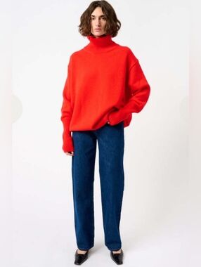 TOVE Linn High-Rise Relaxed Straight Leg Organic Cotton Jeans Indigo Blue Sz 26